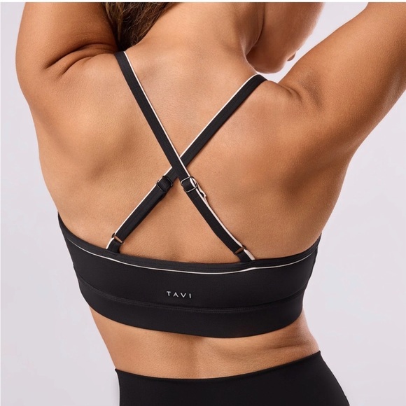 Tavi Tops - TAVI - Bliss Bra - Black with White Piping - NWT